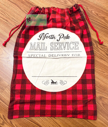 Buffalo Plaid North Pole Santa Sack - Large