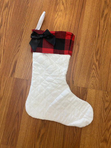 Christmas Stocking - Red Buffalo/White Quilt